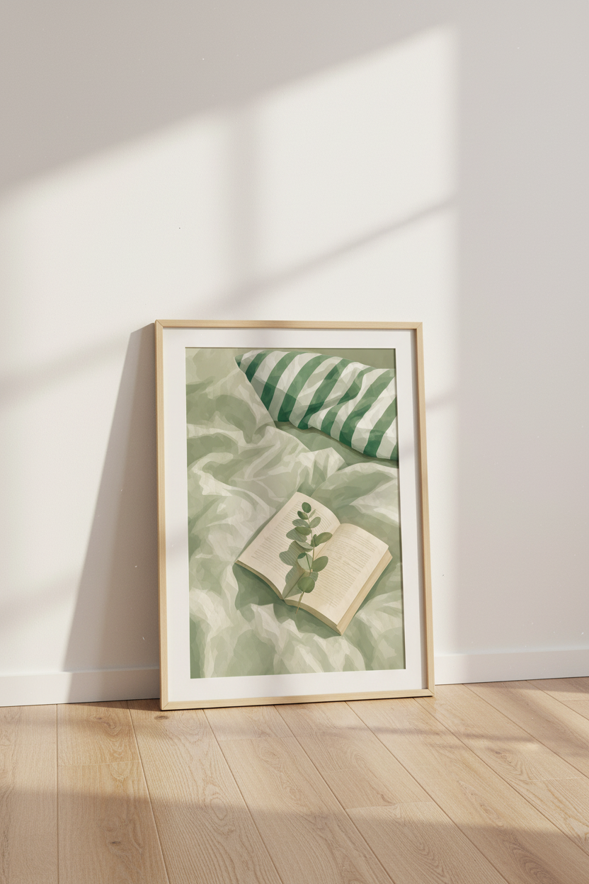Green eucalyptus wall art | Soft sage hues, living room decor