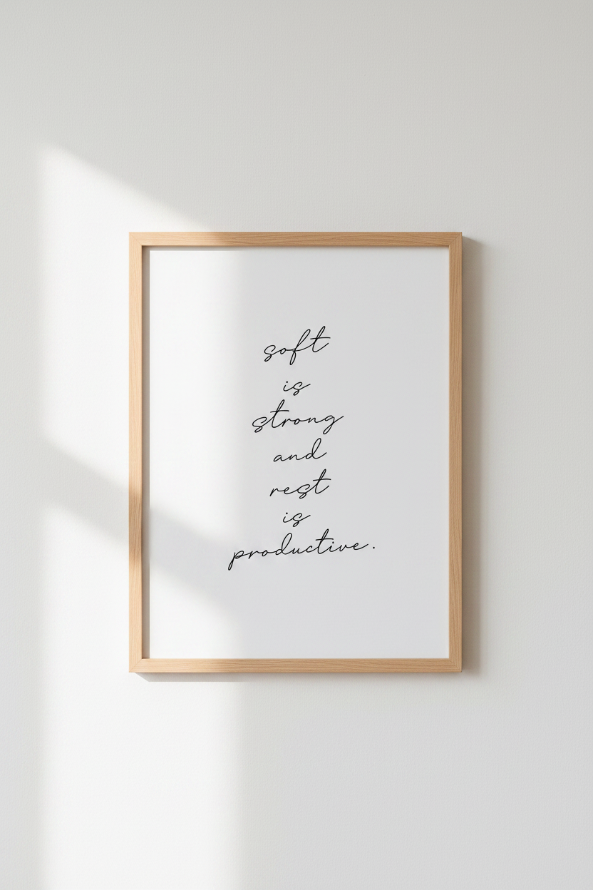 Soft is Strong Quote Wall Art | Minimalist Typography Poster | Desk Office Decor
