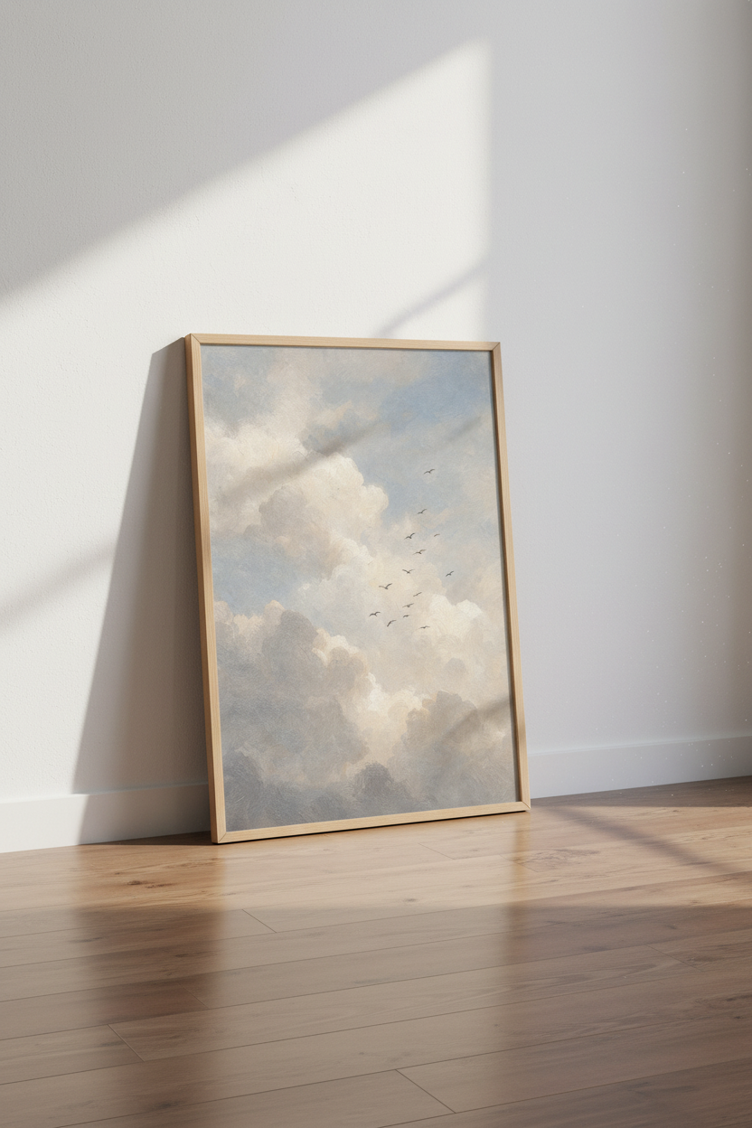 Pastel Sky Wall Art | Soft Cloud Hues, Living Room Decor