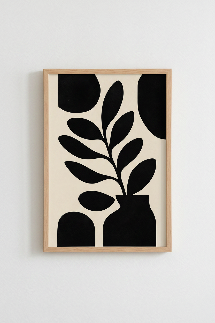 Abstract Plant Motif Wall Art Print | Living Room Decor | Minimalist Poster