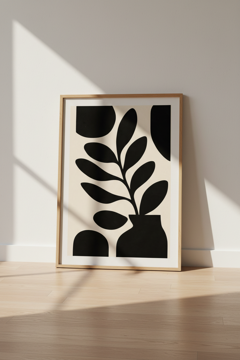 Abstract Plant Motif Wall Art Print | Living Room Decor | Minimalist Poster