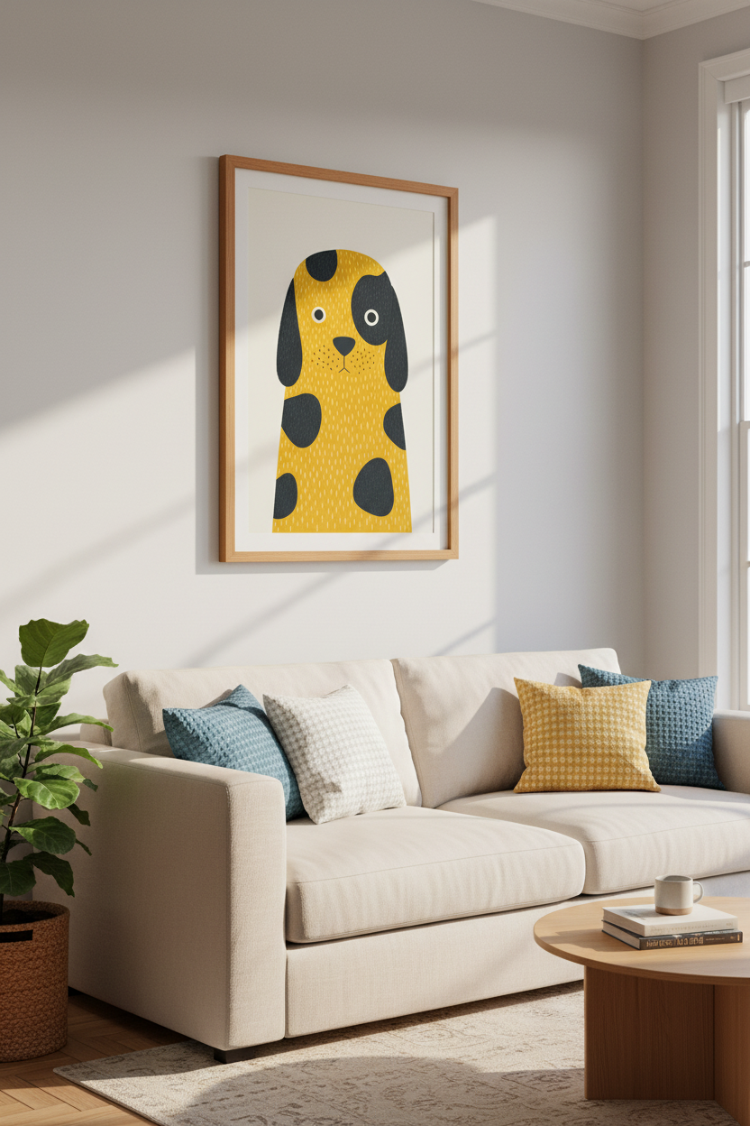 Modern Spotted Dog Wall Art Print | Nursery & Kids Room Decor | Whimsical Pet Poster