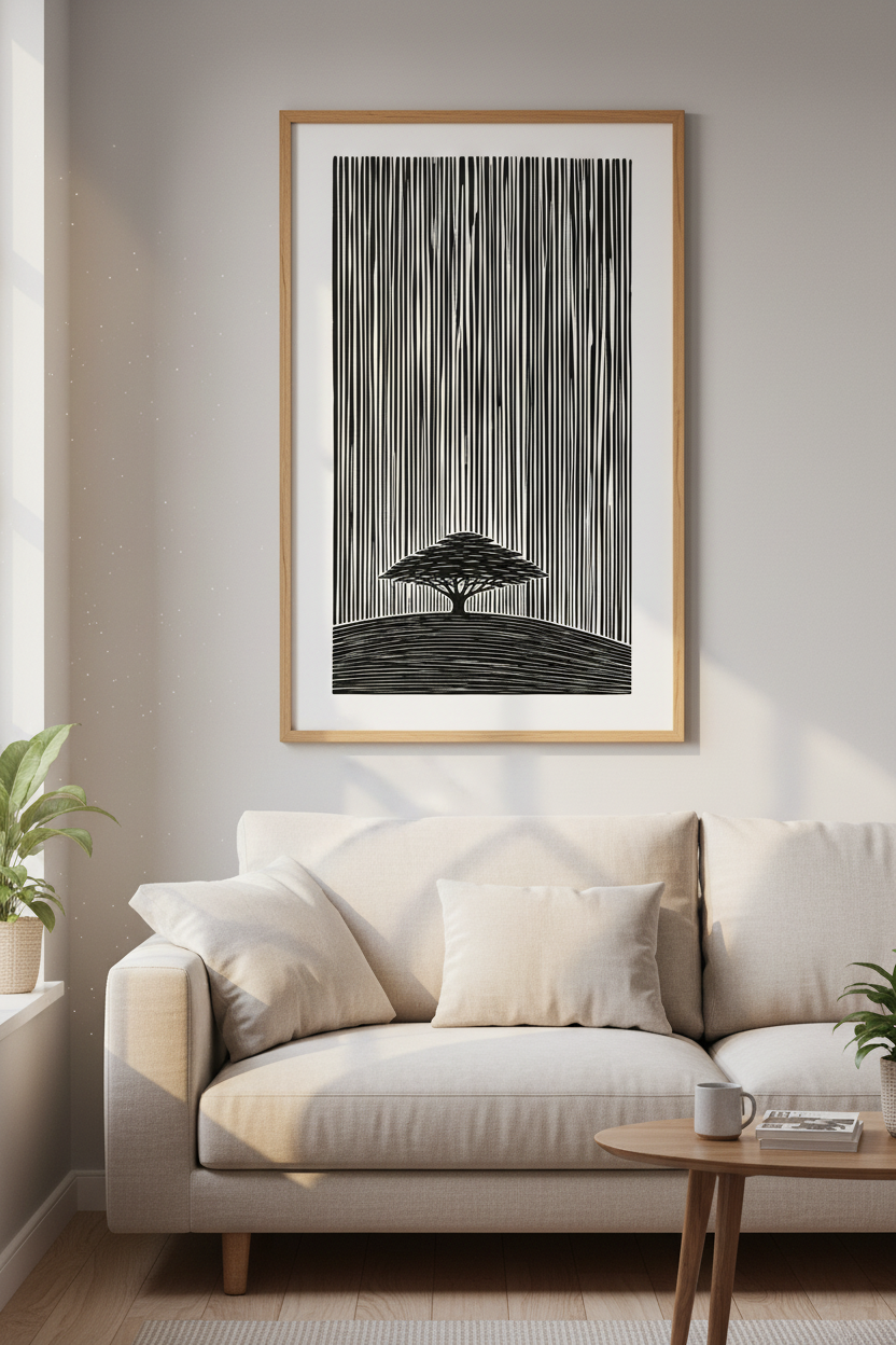 Boho Feather Watercolor Art | Earthy Neutral Tones, Minimalist Bedroom Wall Art