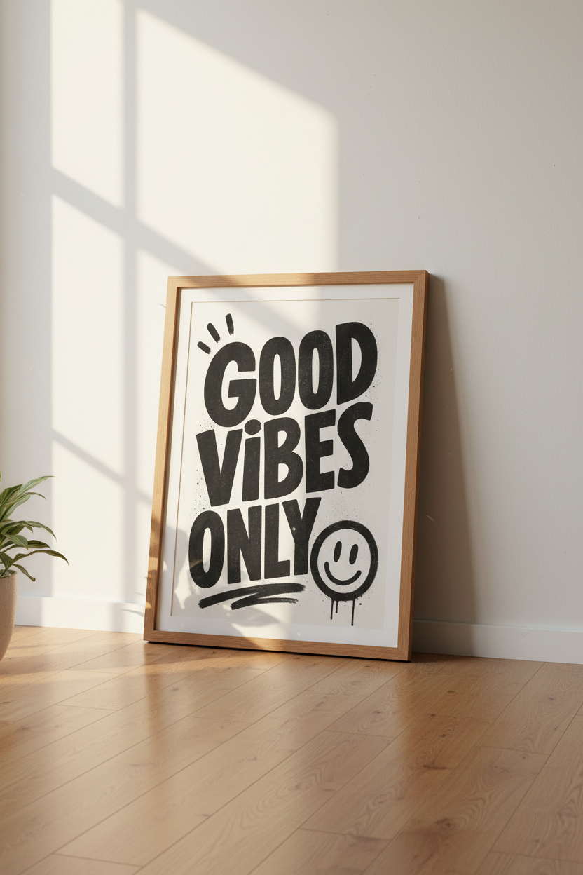 Good Vibes Only Graffiti Wall Art Print | Office Decor | Modern Urban Poster