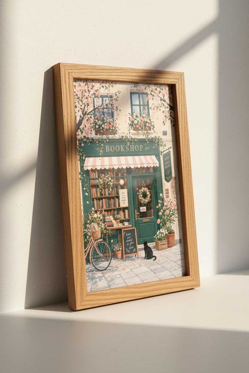 Cozy Bookshop Wall Art | Floral Bookstore Print, Reading Nook Decor
