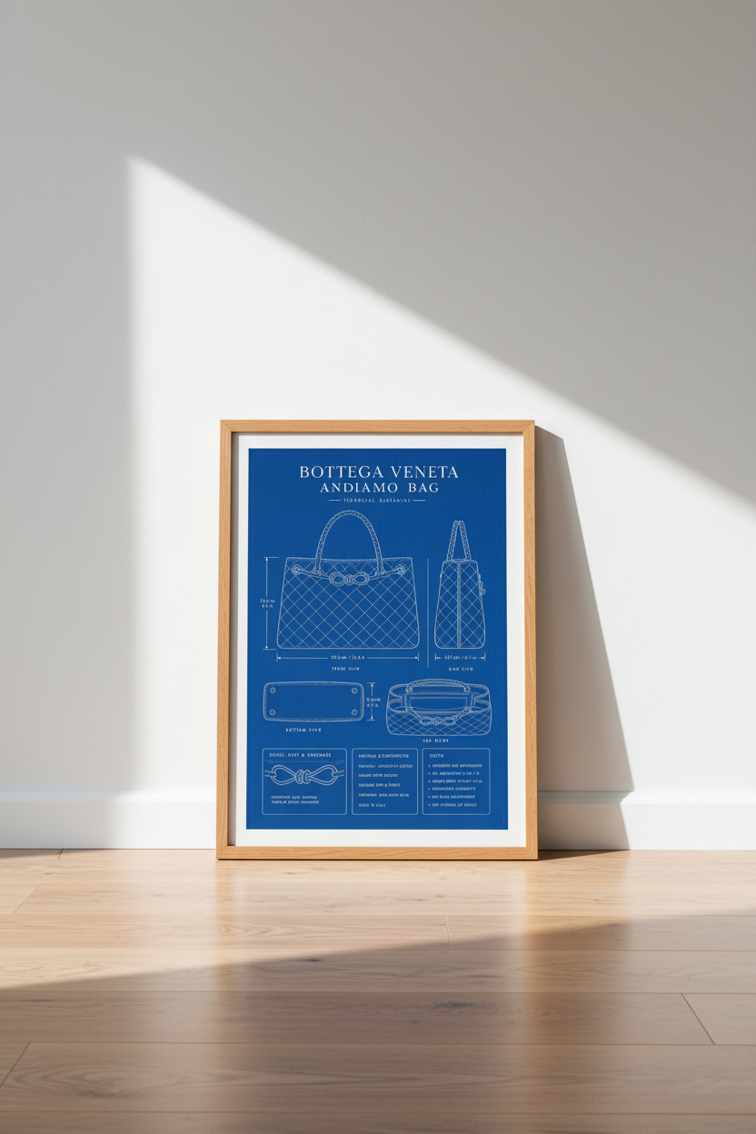 Designer Bag Blueprint Wall Art | Luxury Fashion Poster, Dressing Room Decor