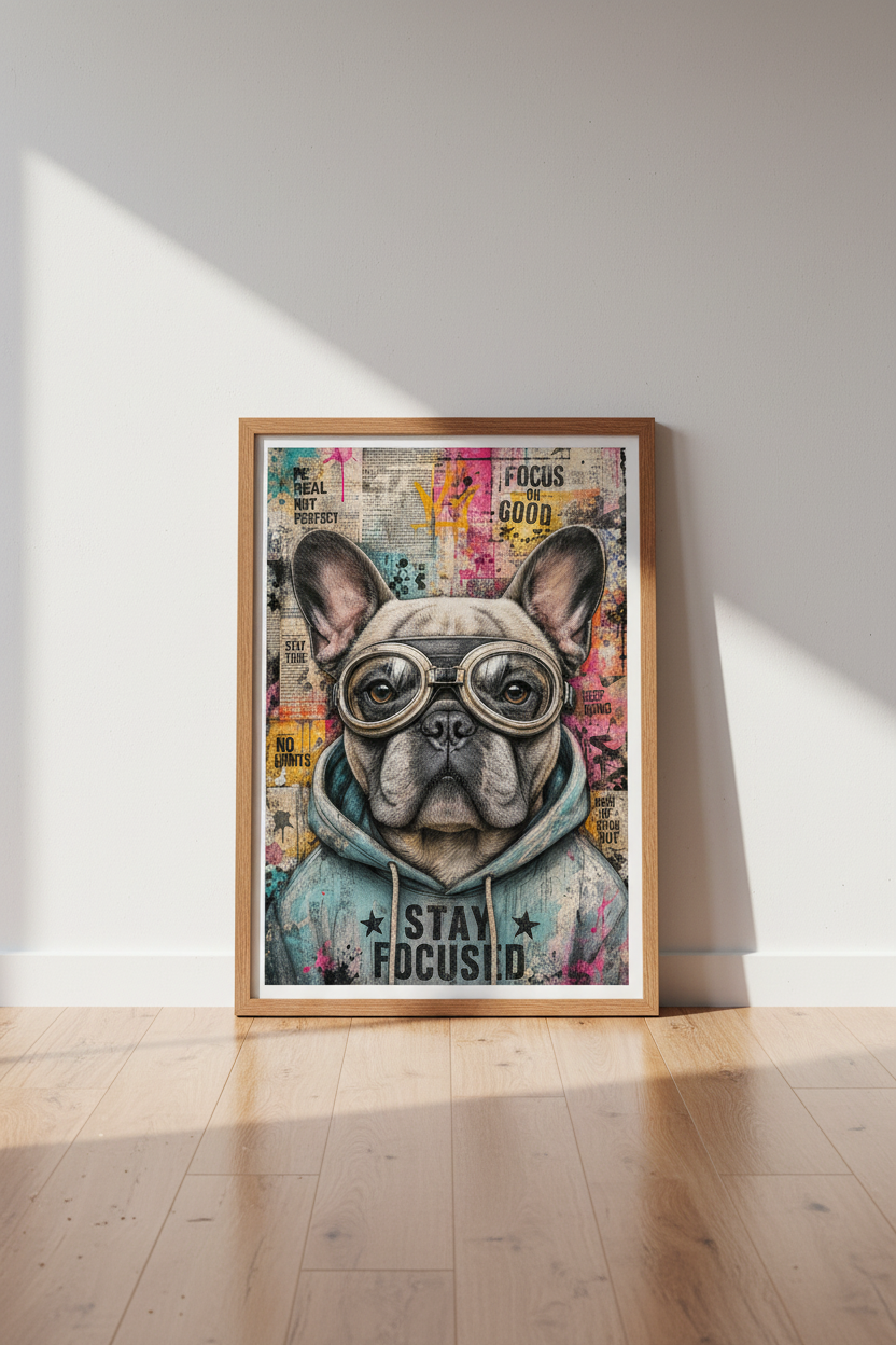French Bulldog Street Art | Urban Graffiti Style, Motivational Office Decor Print