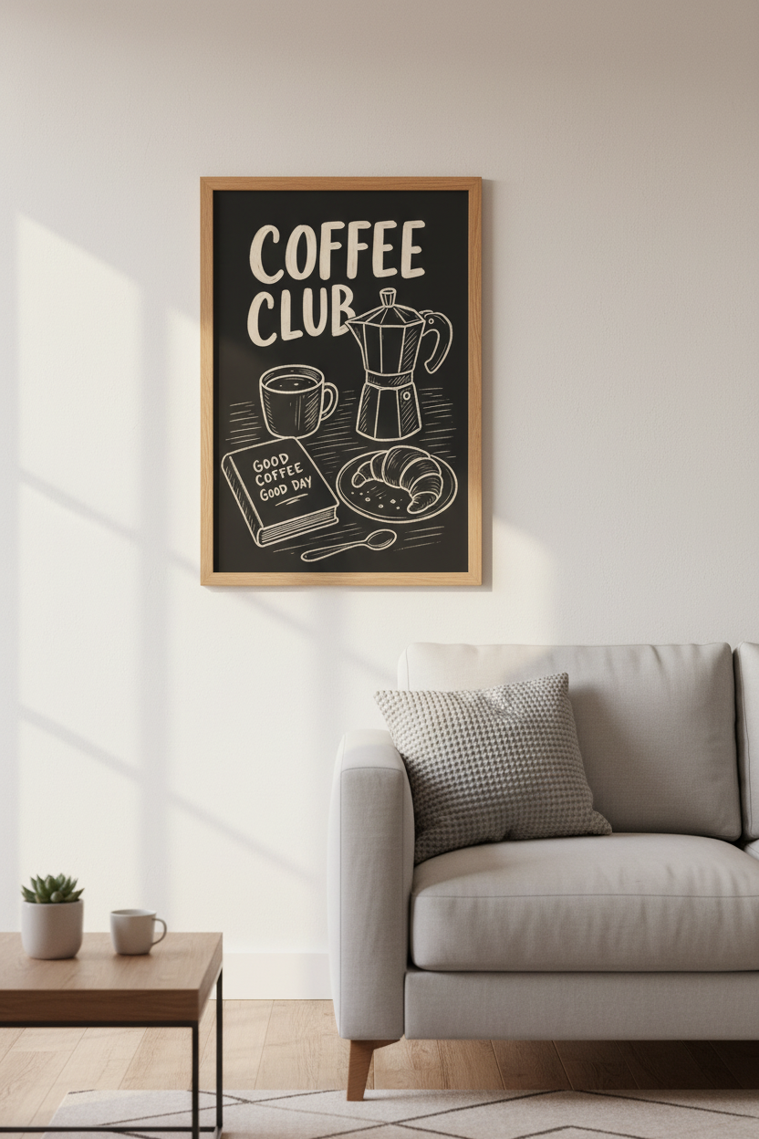 coffee wall art | Chalkboard-style, Hand-Drawn Motifs | Kitchen Decor Vibe
