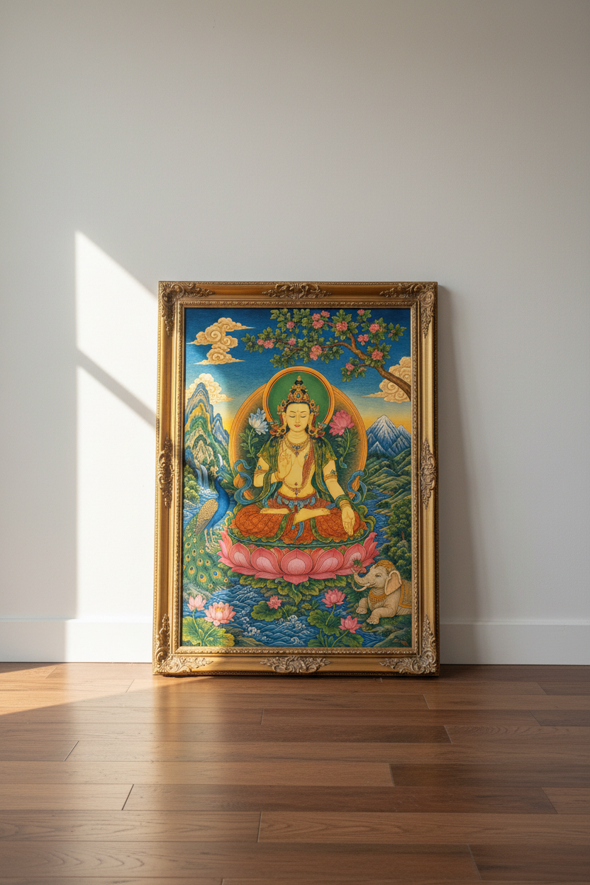 Tibetan Buddha statue Wall Art Print | Living Room Decor | Vibrant Poster