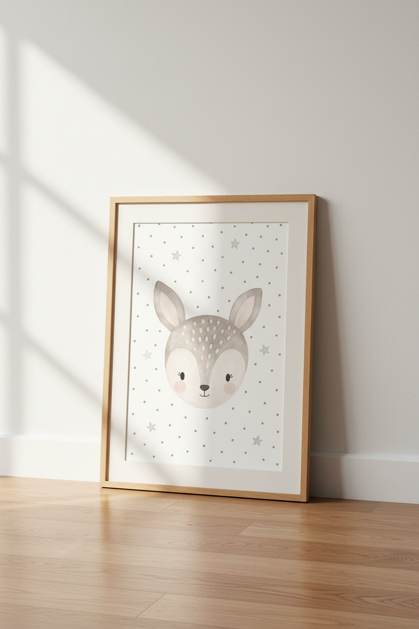 Pastel Deer Wall Art | Watercolor Animal Print, Nursery Decor
