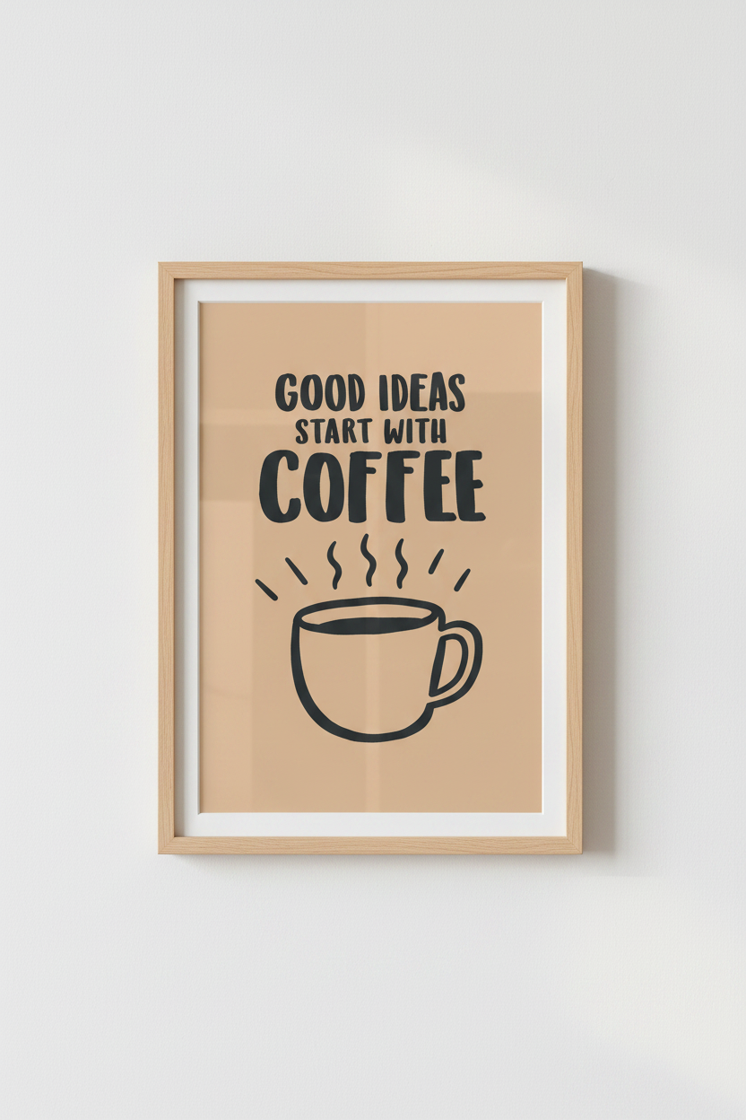 Minimalist Coffee Wall Art Print | Living Room Decor | Peachy Aesthetic Poster