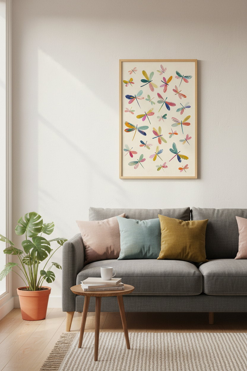 Abstract Dragonfly Wall Art Print | Living Room Decor | Boho Poster