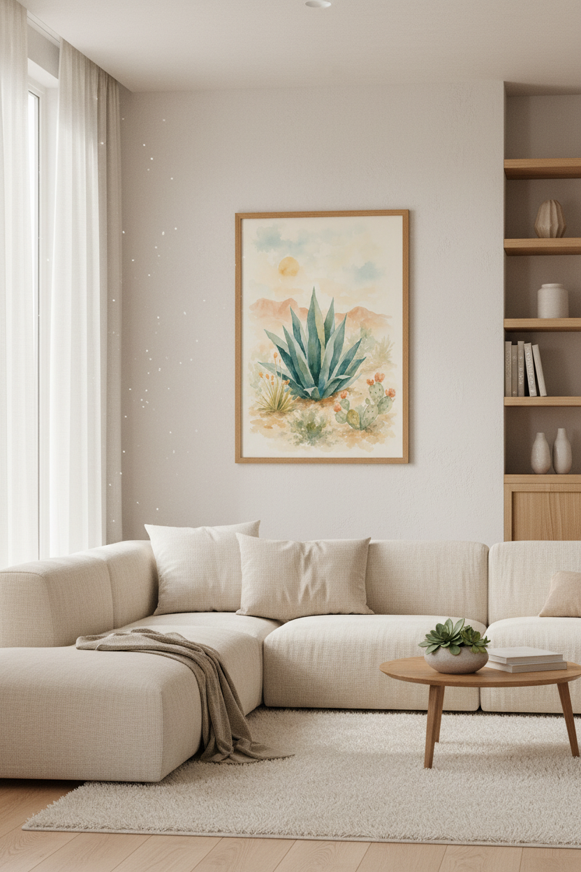 Desert Cactus Watercolor | Agave & Prickly Pear Print, Boho Southwestern Decor