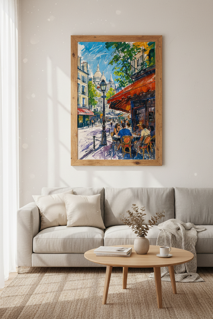 Paris Cafe Wall Art | Vibrant French Street Impressionist Print | Travel Decor Poster