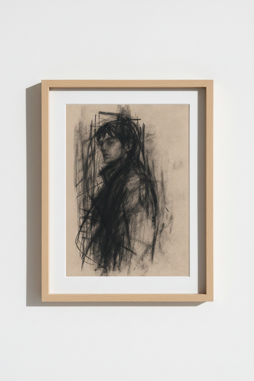 Sketch Portrait Wall Art Print | Living Room Decor | Monochrome Poster