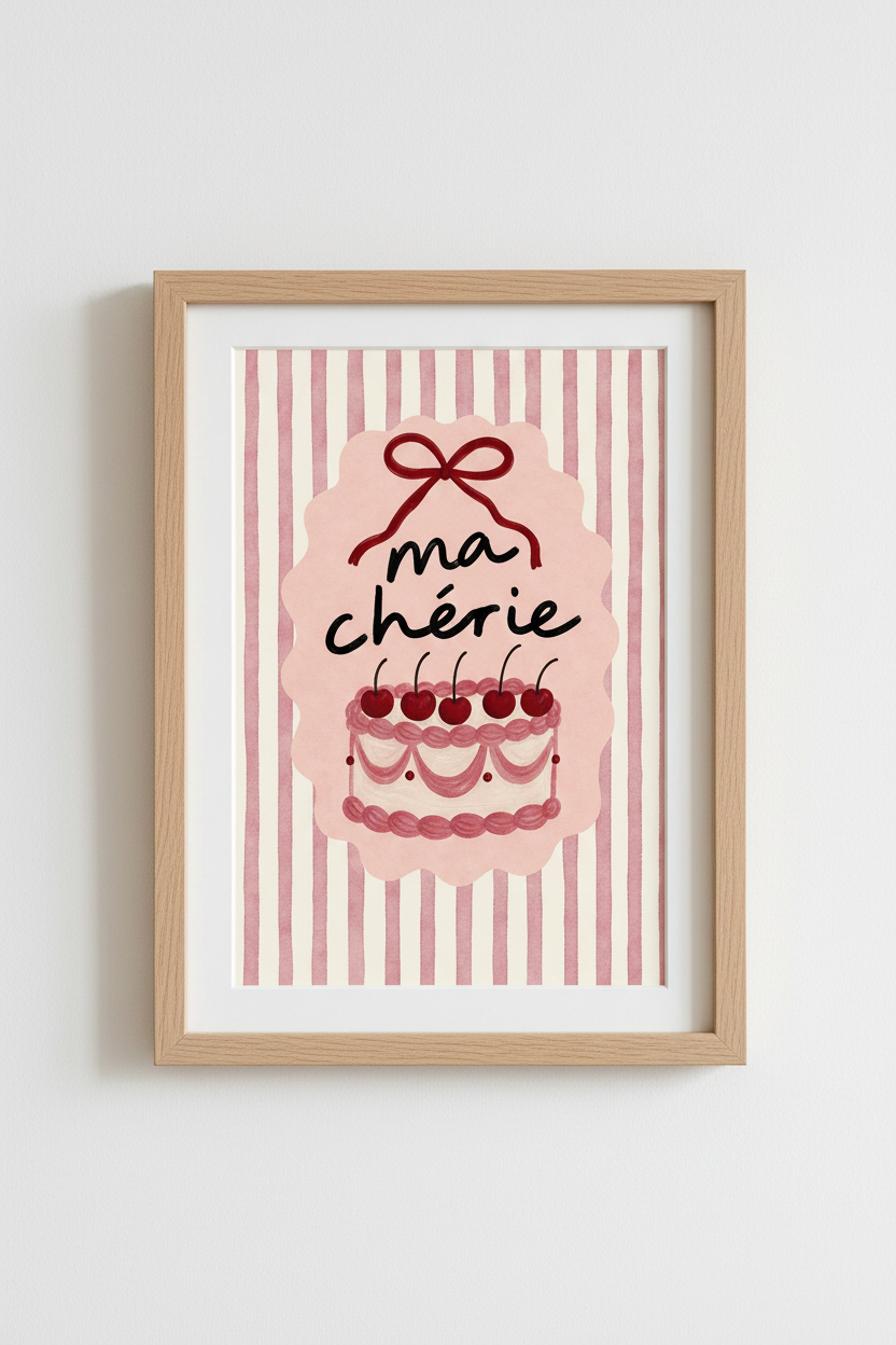 Pink cake wall art | Pastel hues, living room decor