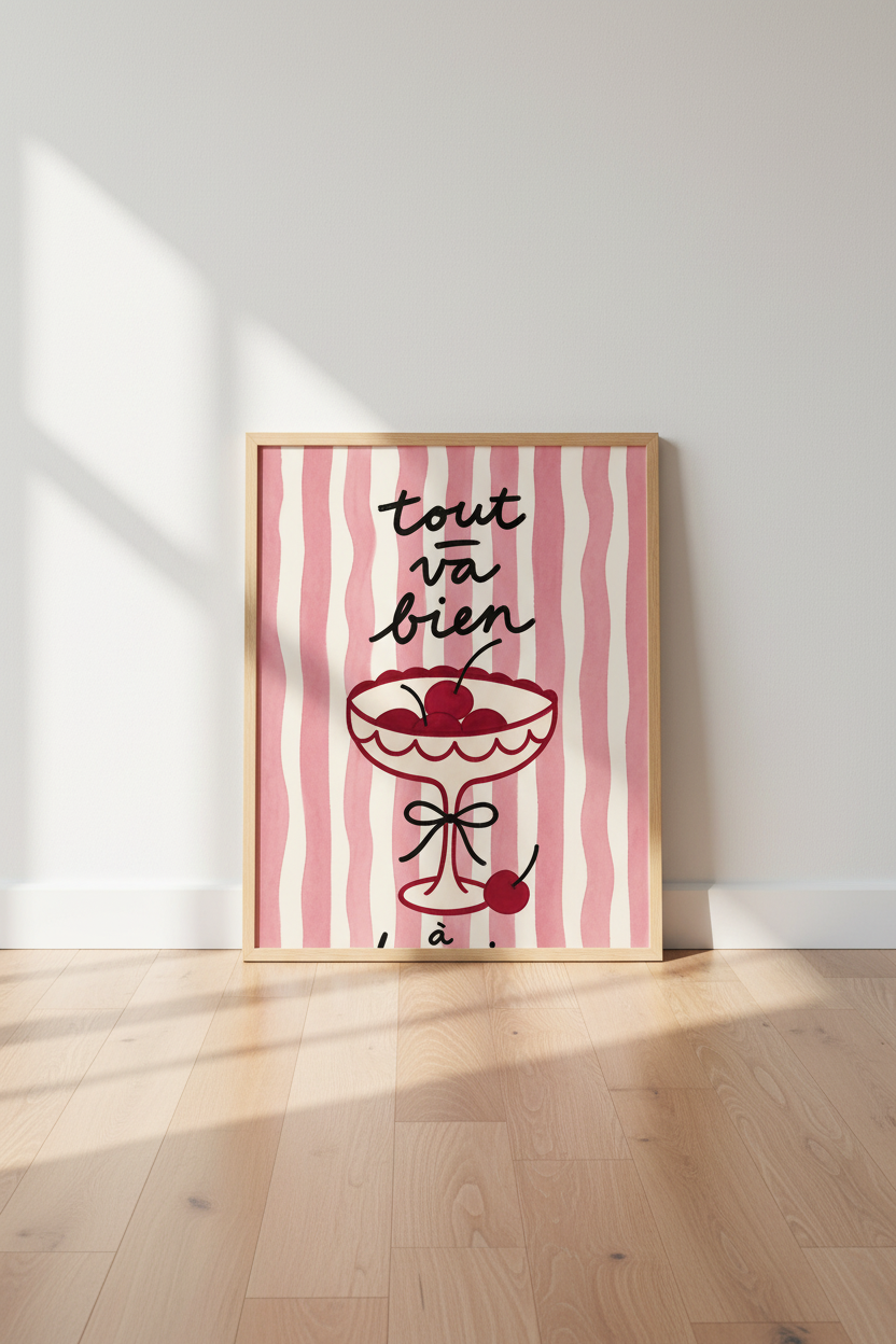 Pink cake wall art | Pastel hues, living room decor