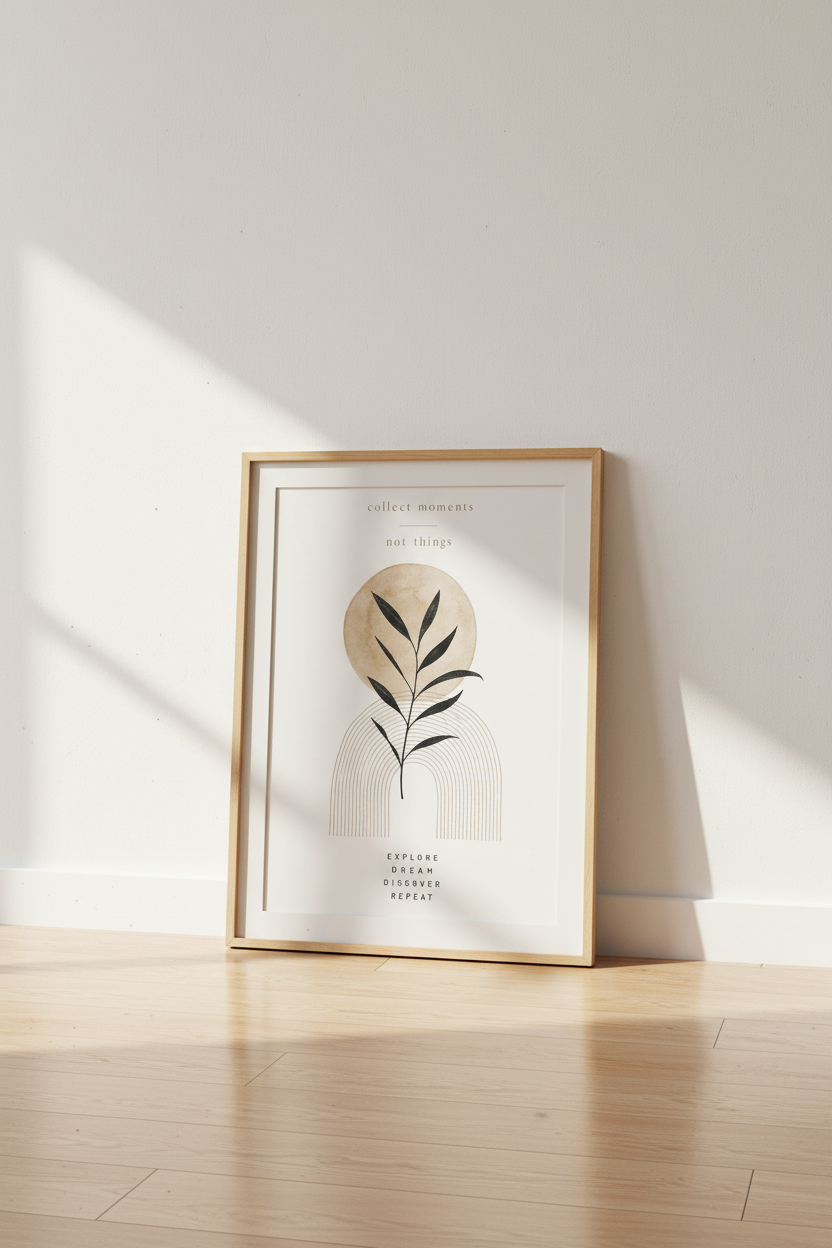 Boho Botanical Quote Wall Art Print | Neutral Living Room Decor | Minimalist Poster