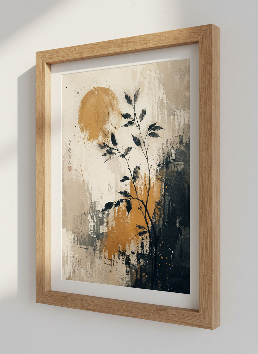 Zen Branch Wall Art Print | Abstract Landscape Decor | Botanical Poster