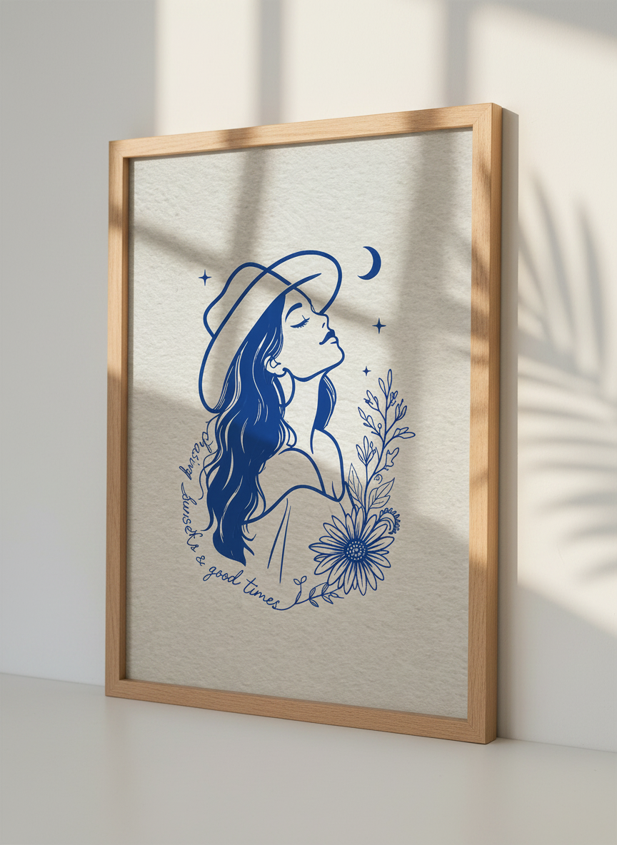 Bohemian Cowgirl Art | Southwestern Decor, Sunset Lover Gift, Western Women&