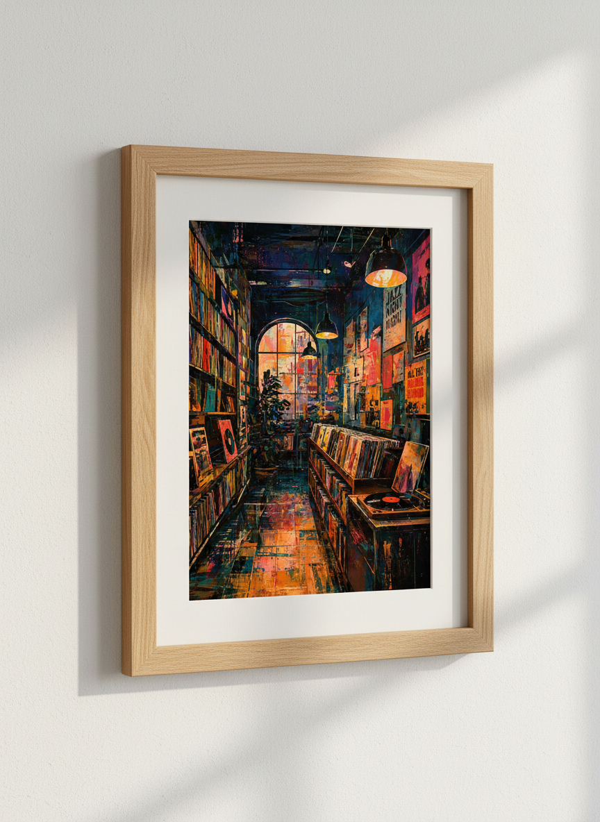 Abstract Record Store Wall Art | Music Lover Gift, Aesthetic Room Decor Poster