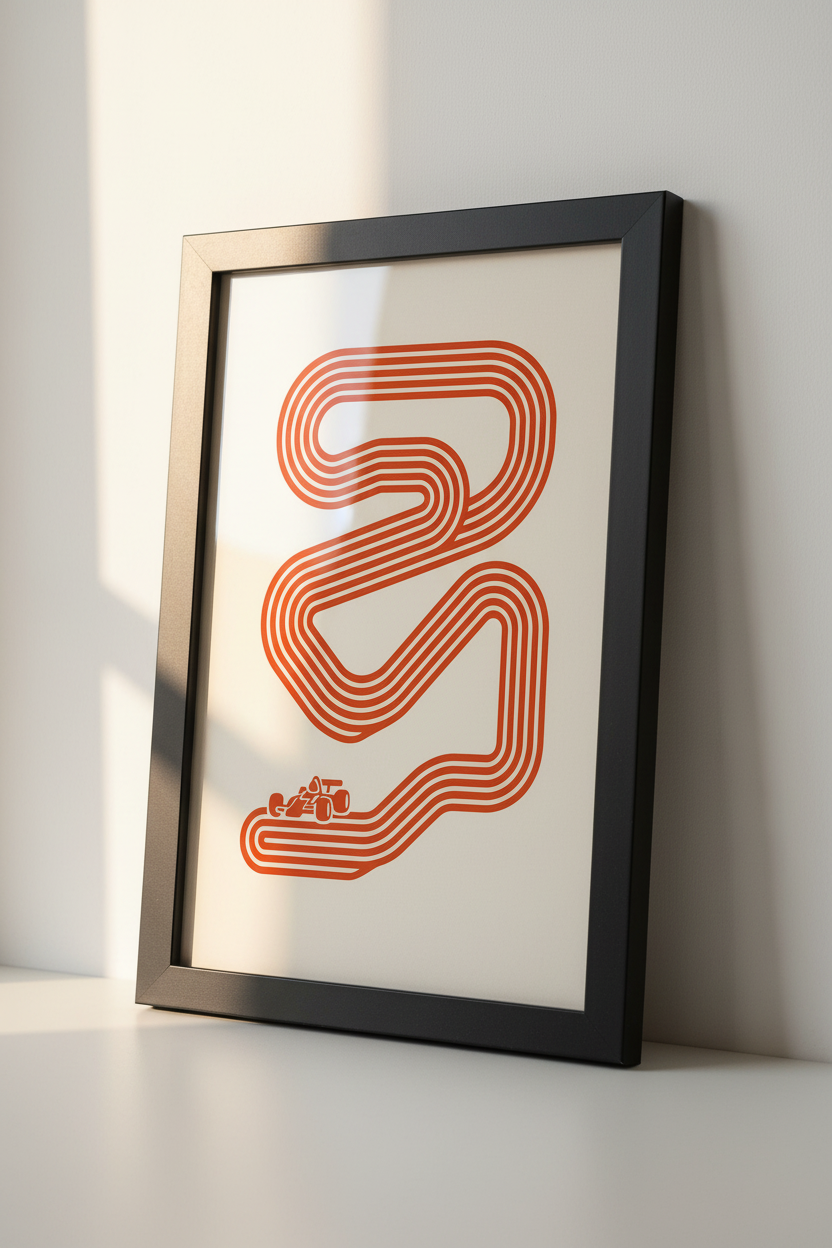 F1 Race Track Wall Art | Minimalist Formula 1 Poster Print | Motorsport Home Decor | Modern Racing Circuit Wall Hanging