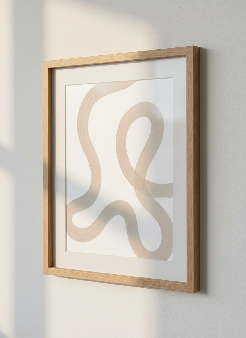 Abstract Neutral Swirl Art Print, Beige Wavy Lines Wall Art, Modern Minimalist Poster, Scandinavian Home Decor, Boho Wall Hanging