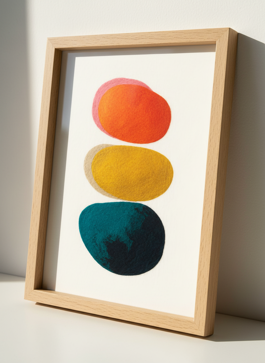 Abstract Felted Ovals Wall Art Print | Modern Living Room Decor | Mid-Century Aesthetic Poster | Colorful Geometric Print