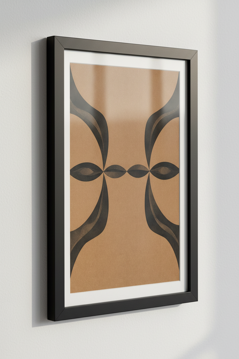 Abstract Geometric Wall Art Print | Mid Century Modern Dark Orange & Black Design | Contemporary Home Decor Poster