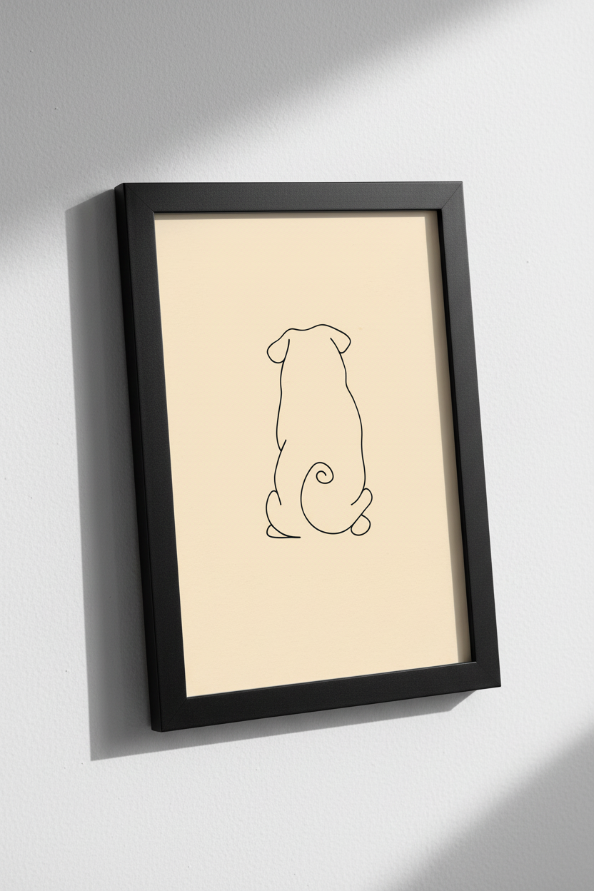 Minimalist Pug Line Art Print, One Line Dog Wall Art, Modern Pet Poster, Cute Animal Home Decor, Abstract Pug Wall Hanging, Dog Lover Gift