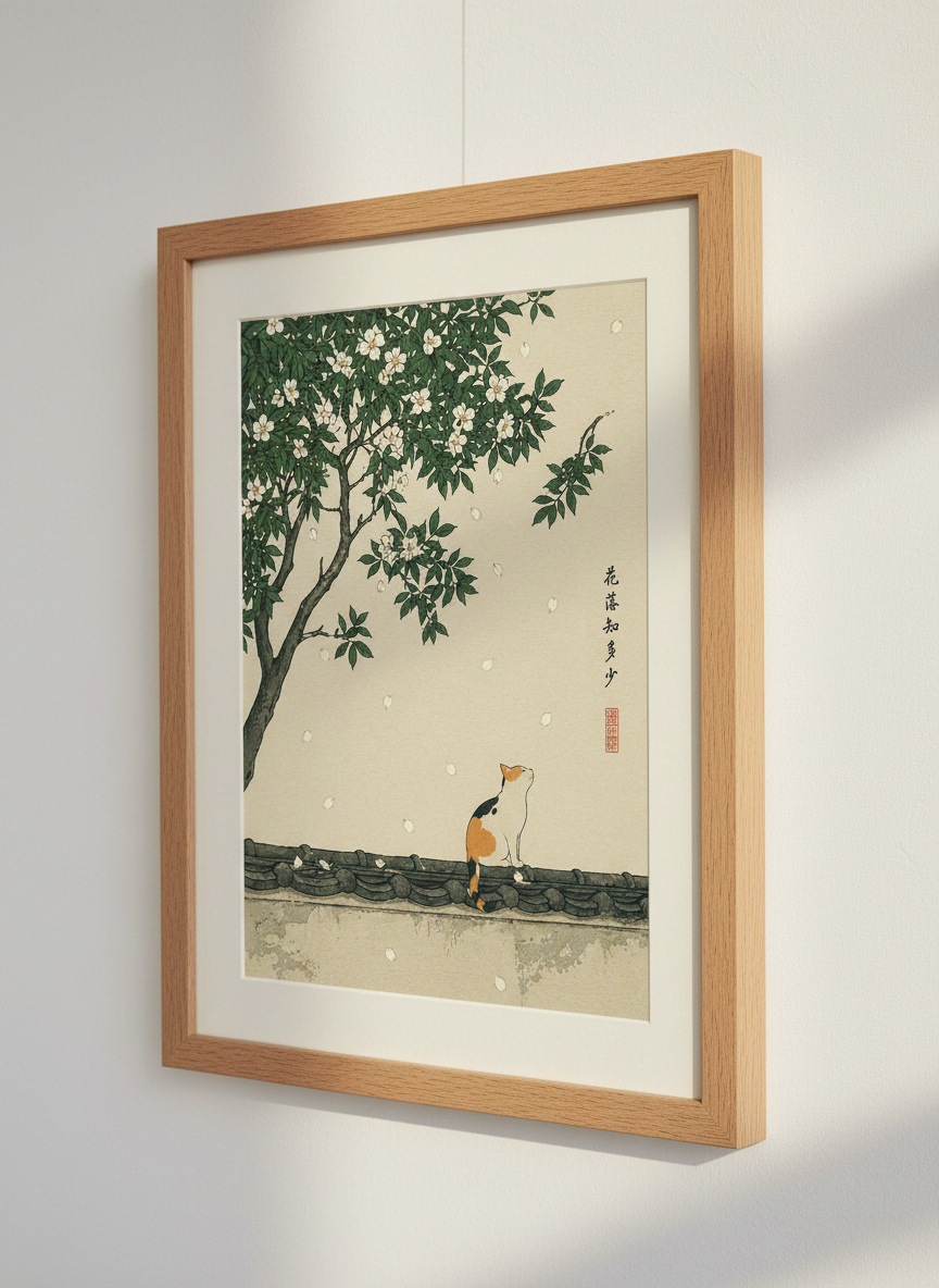 Ukiyo-e Cat Wall Art Print | Japanese Art Print, Calico Cat Art, Cat Home Decor