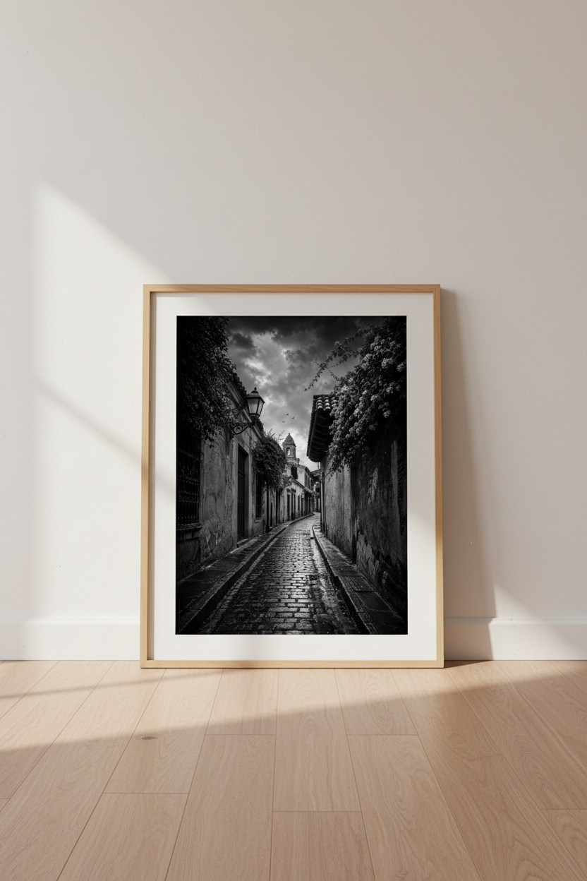 Dark Academia Wall Print | Gothic European Alley, Moody Home Decor Poster