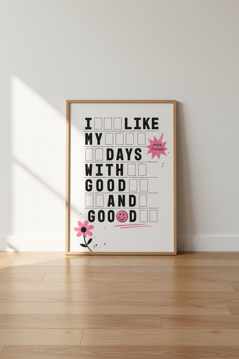 Good Mood Wall Art Print | Pink Kitchen Decor | Modern Typography Poster