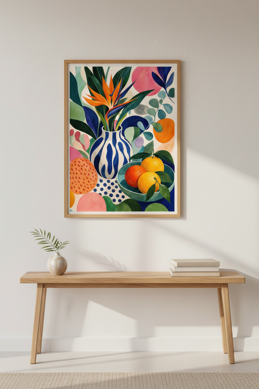 Tropical Still Life | Bold Colors, Living Room Decor