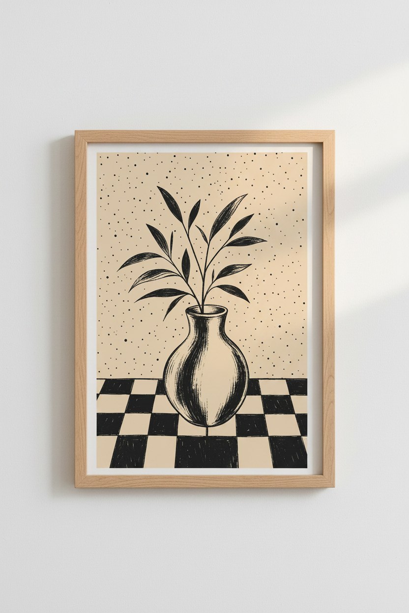 Minimalist Vase Botanical Wall Art Print | Boho Living Room Decor | Neutral Modern Poster