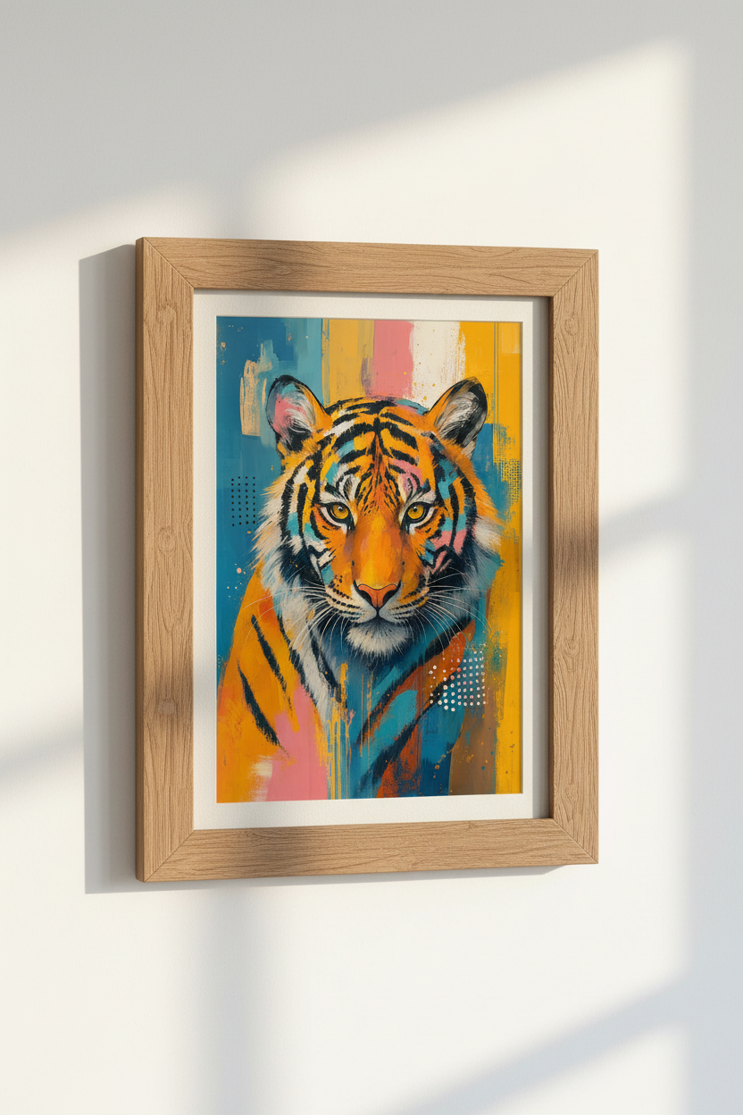 Abstract Tiger Wall Art Print | Colorful Modern Living Room Decor | Pop Art Poster