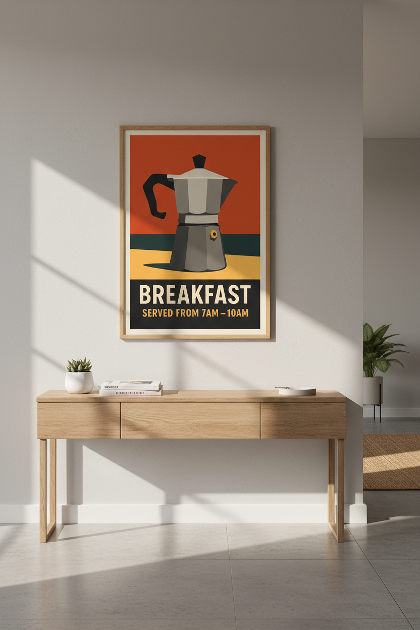 Mid Century Moka Pot Art Print | Kitchen Coffee Poster Decor | Retro Breakfast Wall Art | Barista Gift | Digital Download