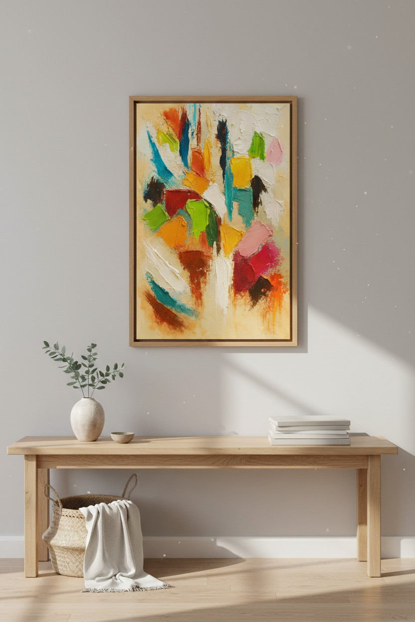 Abstract Impressionist Oil Paint Wall Art Print | Boho Living Room Decor | Colorful Textured Art Poster Gift