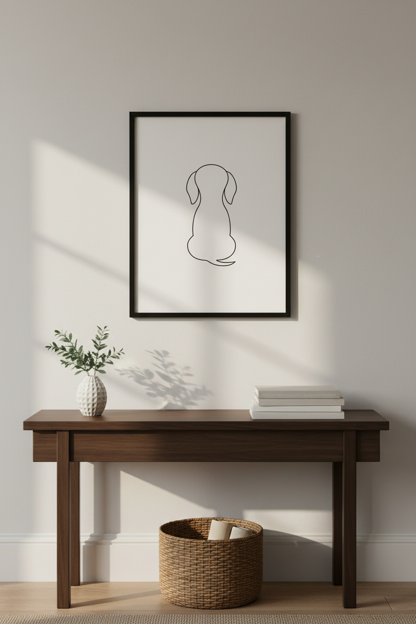 Minimalist Dog Line Art Print | Dachshund Wall Art | Abstract Small Dog Poster | Modern Pet Home Decor | Animal Wall Hanging