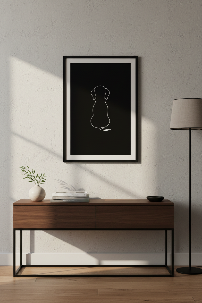 Minimalist Dog Line Art Print | Dachshund Wall Art Poster | Modern Pet Home Decor | Black & White Animal Outline Art Print