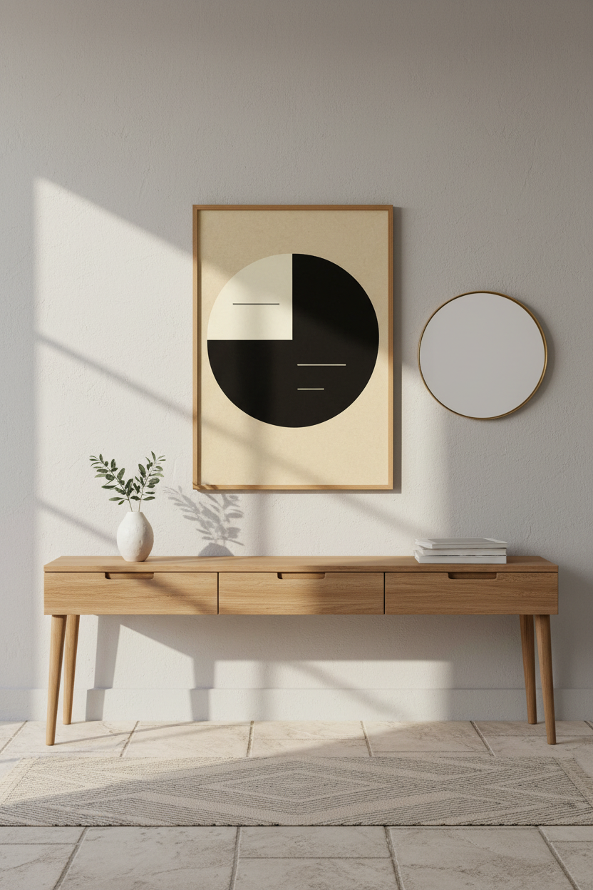 Abstract Geometric Framed Wall Art | Modern Balance Home Decor | Minimalist Circle Poster Print | Ready to Hang Art