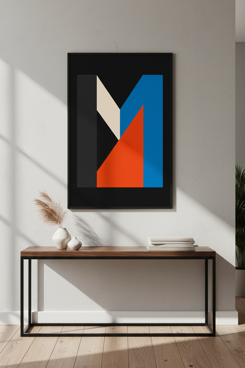 Abstract Geometric Wall Art Print | Mid Century Modern Wall Decor | Minimalist Contemporary Poster | Abstract Letter M