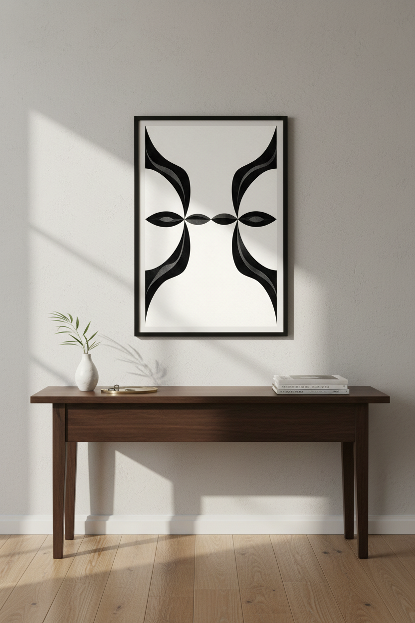 Abstract Black & White Flow Art Print | Modern Organic Shapes Wall Art | Minimalist Home Decor Poster | Digital Download