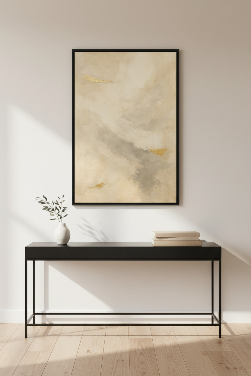 Abstract Gold Leaf Wall Art Print | Minimalist Living Room Decor | Neutral Aesthetic Poster | Modern Farmhouse Art