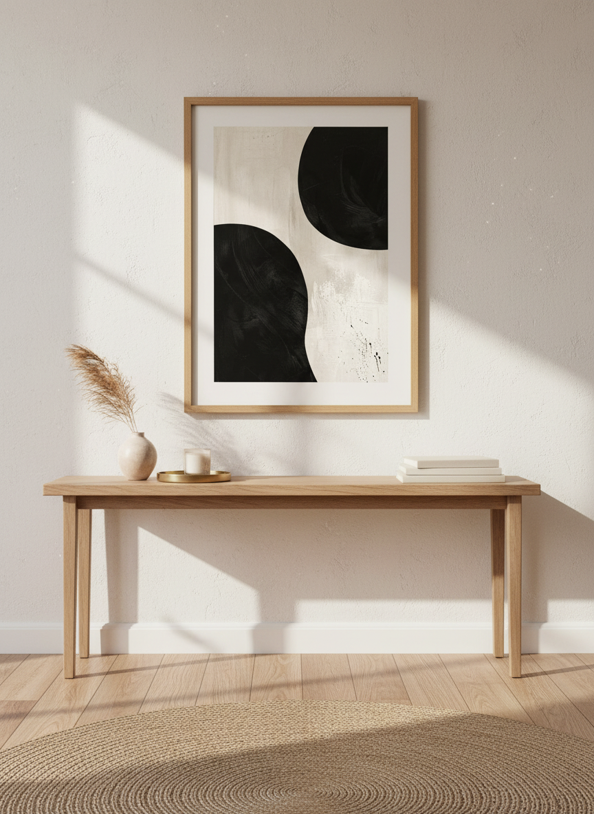 Abstract Black Beige Wall Art | Minimalist Neutral Poster Print | Modern Home Decor