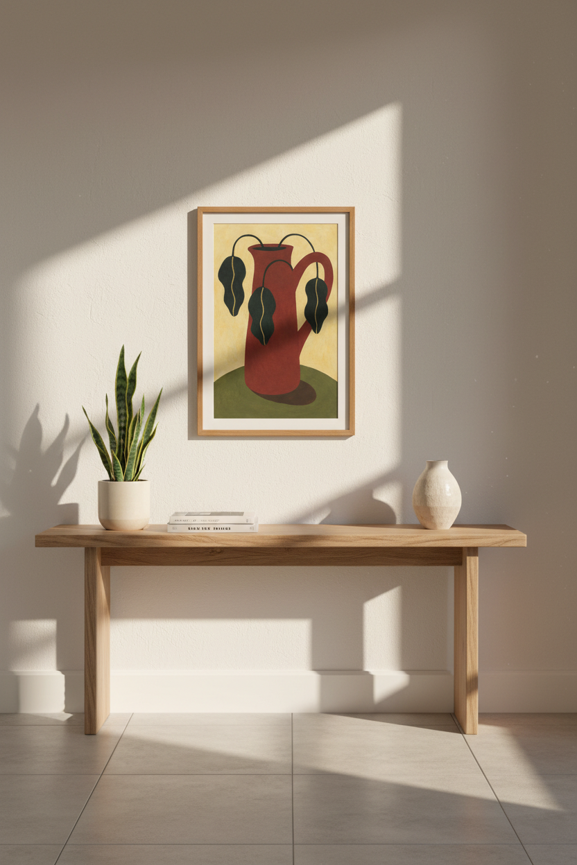 Abstract Botanical Art Print in Frame | Mid-Century Modern Wall Art | Dark Academia Decor | Framed Minimalist Poster
