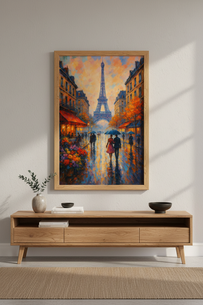Impressionist Paris Eiffel Tower Wall Art | Romantic Cityscape Decor | Vibrant Oil Painting Poster Print