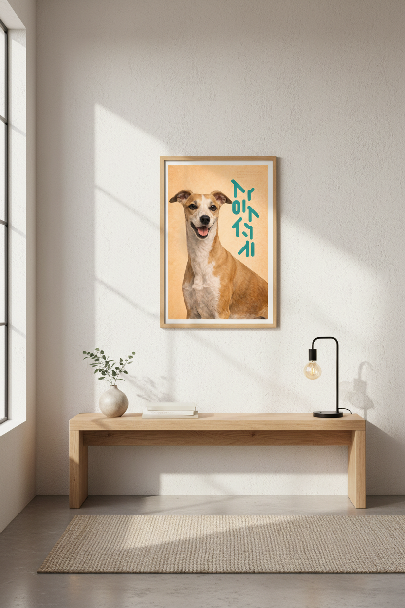 Minimalist Dog Wall Art Print | Pet Lover Decor | Modern Japandi Poster | Framed Animal Artwork | Ready to Hang Gift