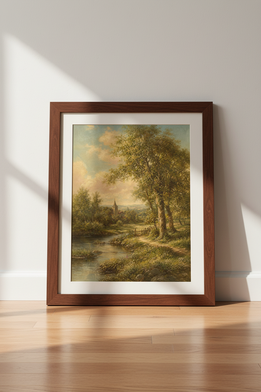 Pastoral landscape | Warm golden countryside tones, living room decor
