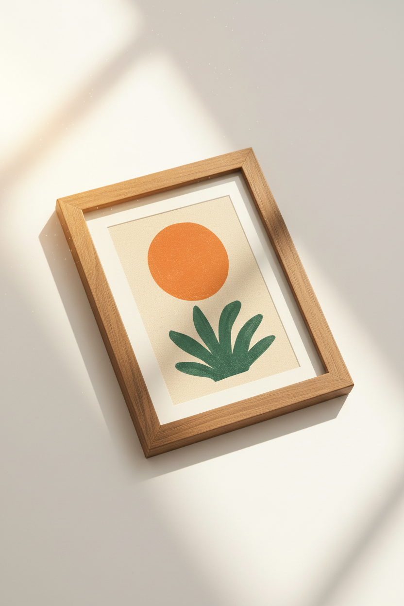 Cosy Living Room Art | Boho Mid Century Plant Decor, Sun Drenched Poster